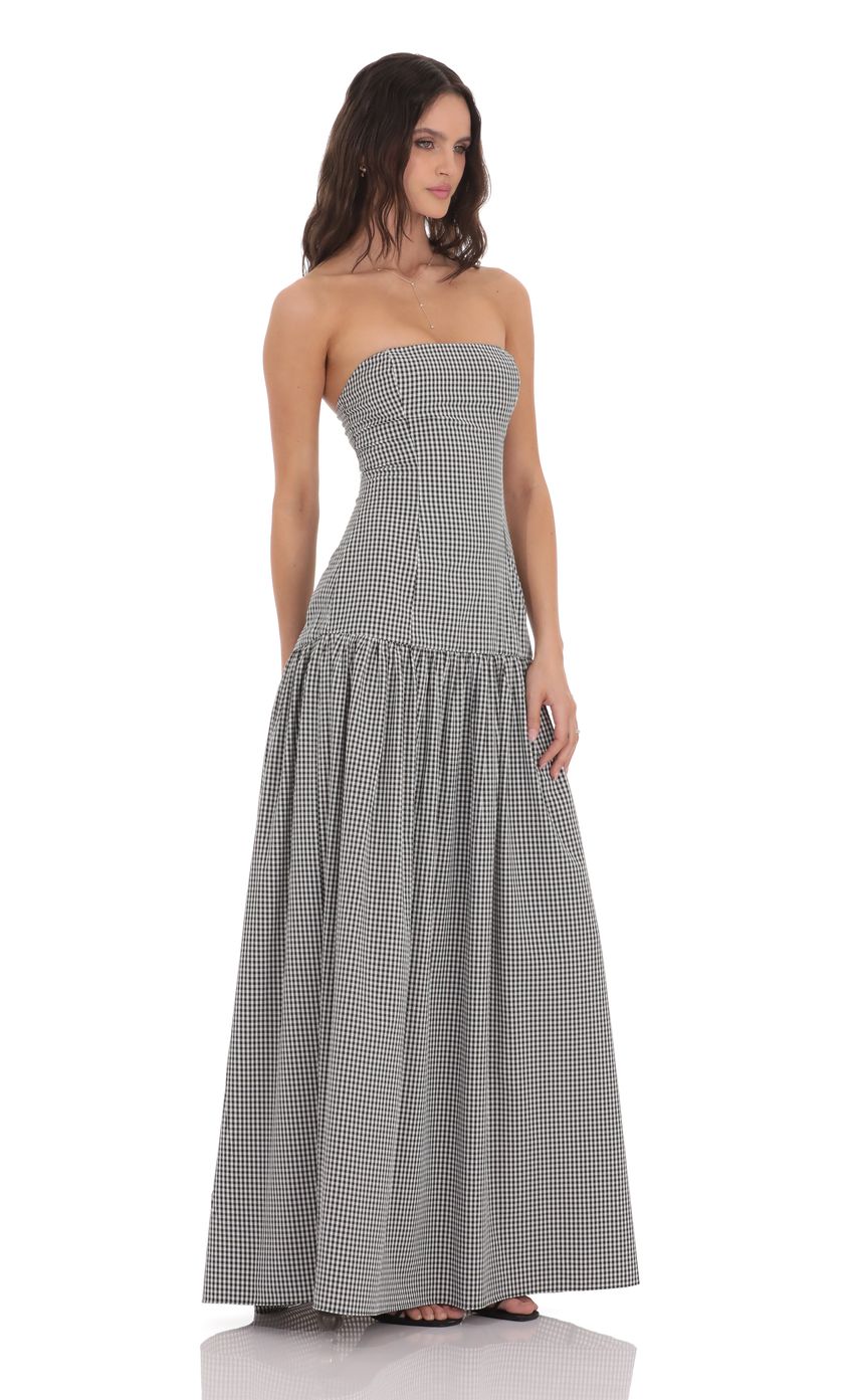 Women's Strapless Ruched Sleeveless Cocktail Maxi Dress