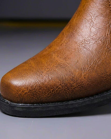 Men's Ankle Boots in Faux Leather with a Harness Strap