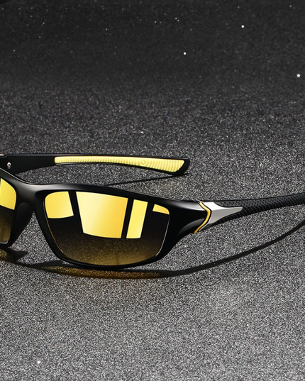Men's Black Sunglasses with a Bright Temple Accent
