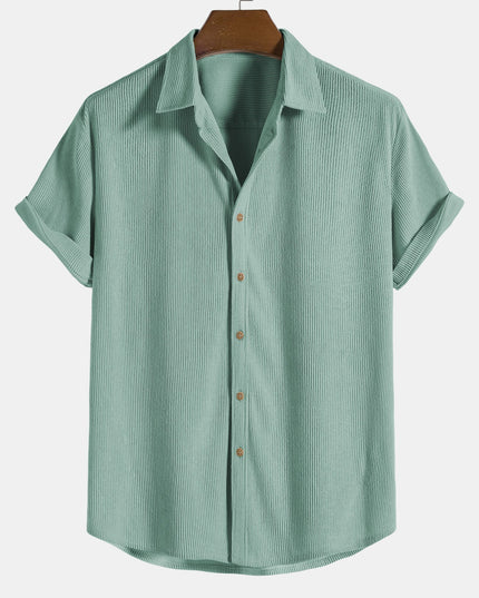 Men's Button-Up Shirt in a Ribbed Short-Sleeve Cut