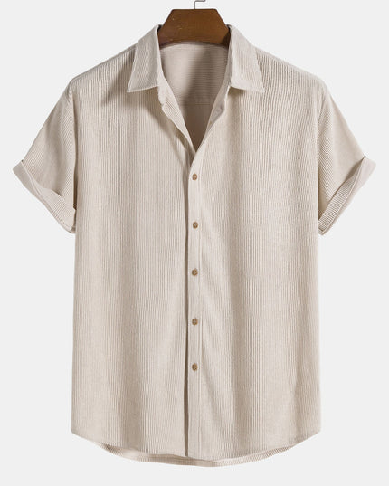 Men's Button-Up Shirt in a Ribbed Short-Sleeve Cut
