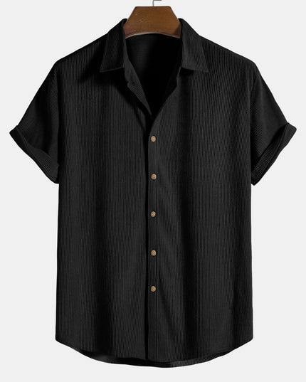Men's Button-Up Shirt in a Ribbed Short-Sleeve Cut