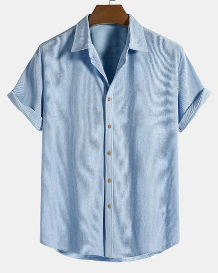 Men's Button-Up Shirt in a Ribbed Short-Sleeve Cut