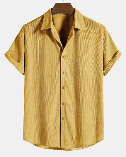Men's Button-Up Shirt in a Ribbed Short-Sleeve Cut