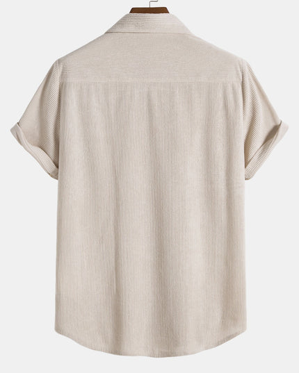 Men's Button-Up Shirt in a Ribbed Short-Sleeve Cut