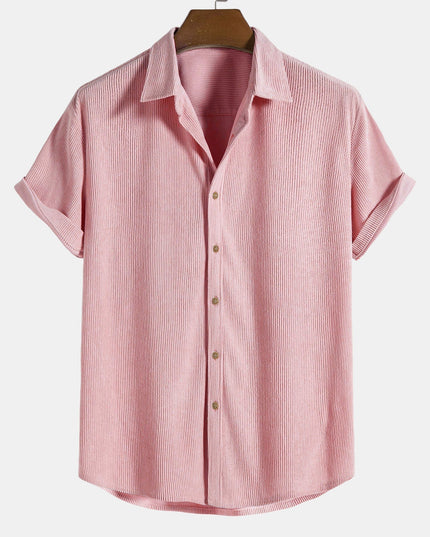 Men's Button-Up Shirt in a Ribbed Short-Sleeve Cut