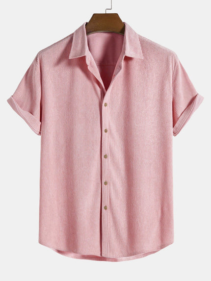 Men's Button-Up Shirt in a Ribbed Short-Sleeve Cut