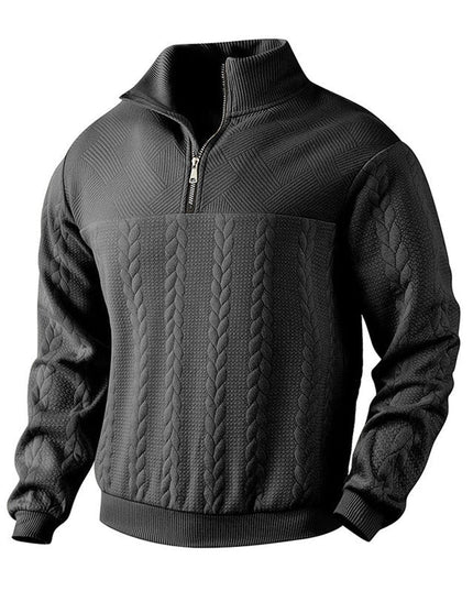 Men's Cable Knit Quarter-Zip Pullover Sweater