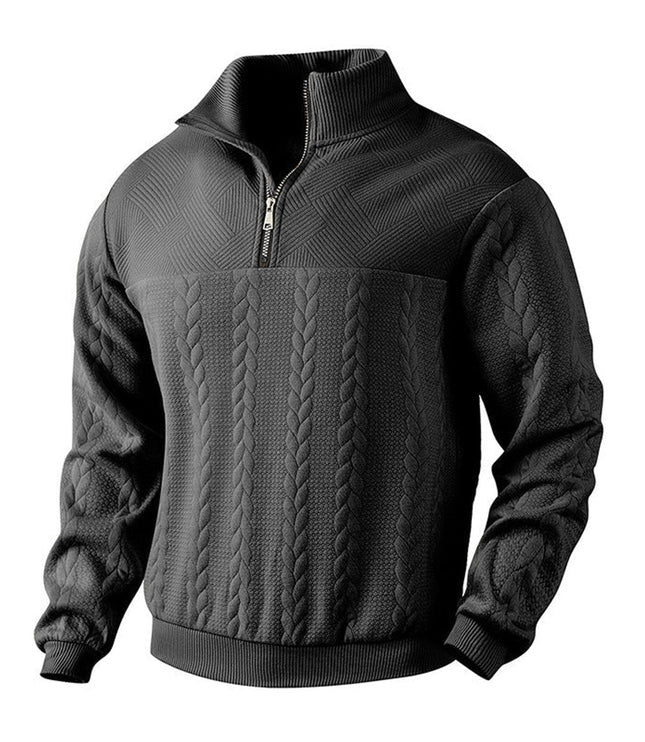 Men's Cable Knit Quarter-Zip Pullover Sweater