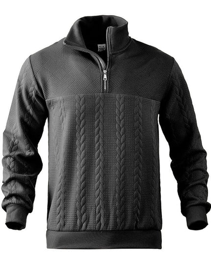 Men's Cable Knit Quarter-Zip Pullover Sweater