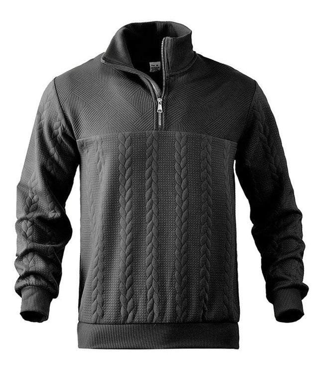 Men's Cable Knit Quarter-Zip Pullover Sweater