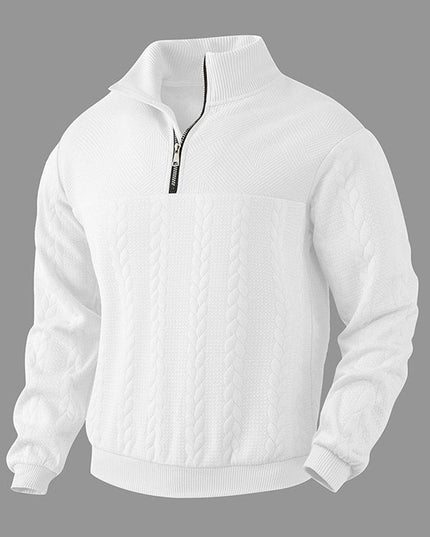 Men's Cable Knit Quarter-Zip Pullover Sweater