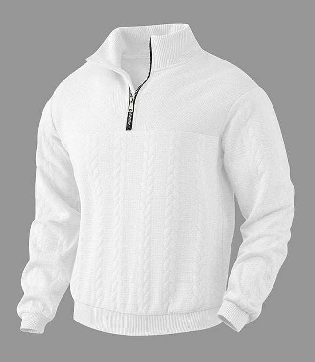 Men's Cable Knit Quarter-Zip Pullover Sweater