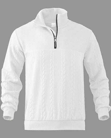 Men's Cable Knit Quarter-Zip Pullover Sweater