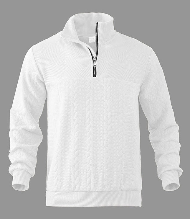 Men's Cable Knit Quarter-Zip Pullover Sweater