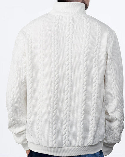 Men's Cable Knit Quarter-Zip Pullover Sweater