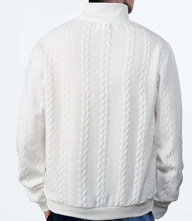 Men's Cable Knit Quarter-Zip Pullover Sweater