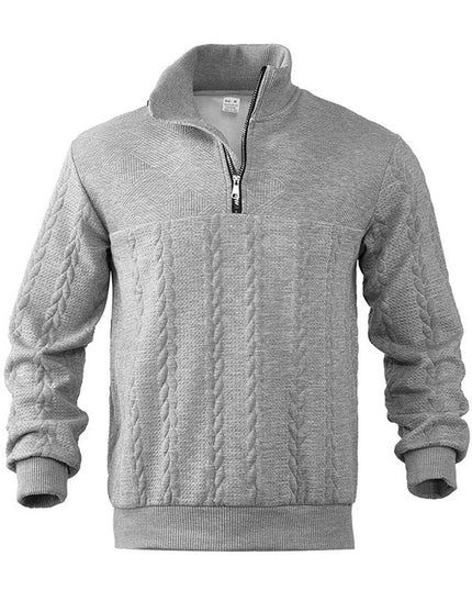 Men's Cable Knit Quarter-Zip Pullover Sweater