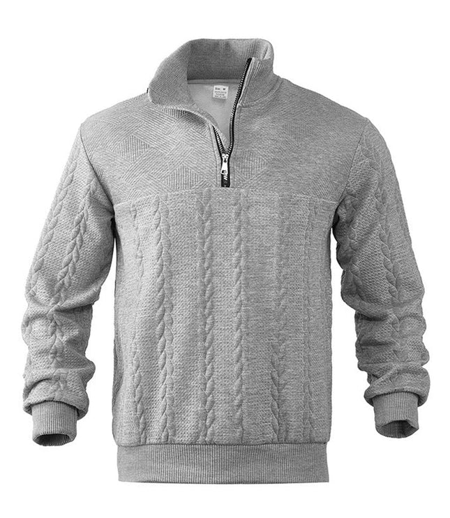 Men's Cable Knit Quarter-Zip Pullover Sweater