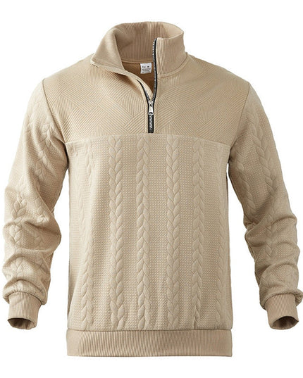 Men's Cable Knit Quarter-Zip Pullover Sweater