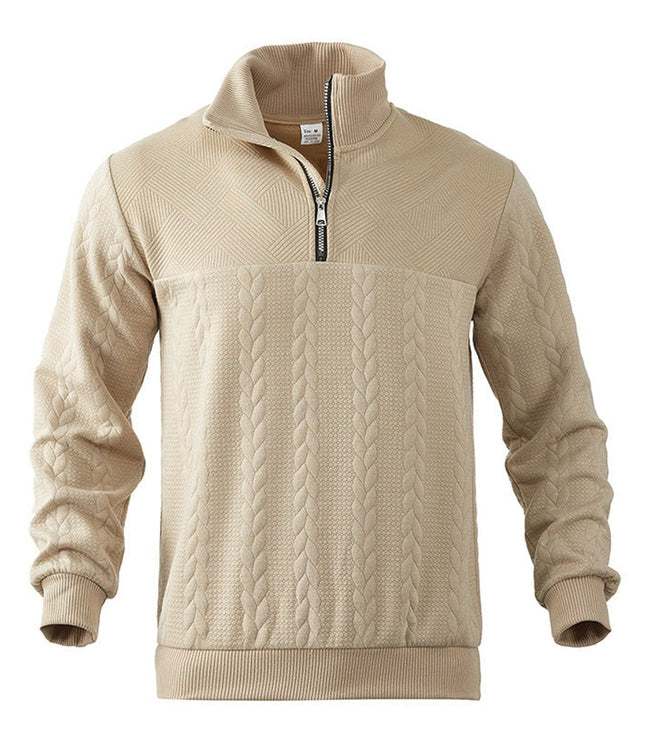 Men's Cable Knit Quarter-Zip Pullover Sweater