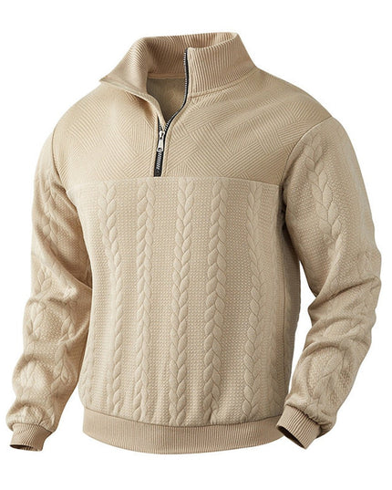 Men's Cable Knit Quarter-Zip Pullover Sweater