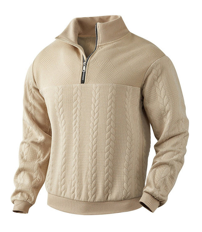 Men's Cable Knit Quarter-Zip Pullover Sweater