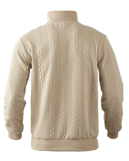 Men's Cable Knit Quarter-Zip Pullover Sweater