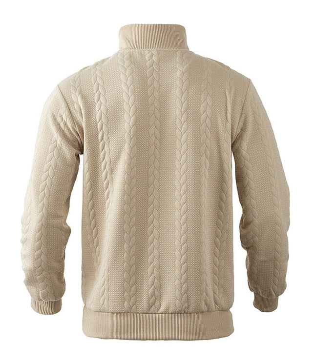 Men's Cable Knit Quarter-Zip Pullover Sweater