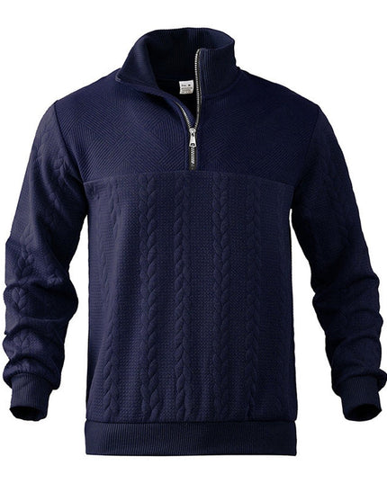 Men's Cable Knit Quarter-Zip Pullover Sweater