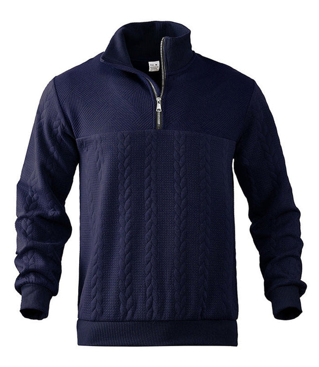 Men's Cable Knit Quarter-Zip Pullover Sweater
