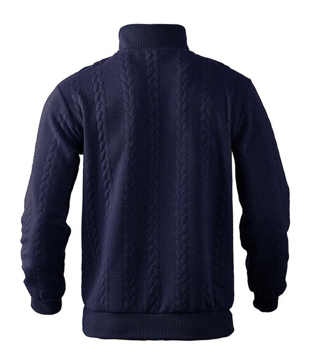 Men's Cable Knit Quarter-Zip Pullover Sweater