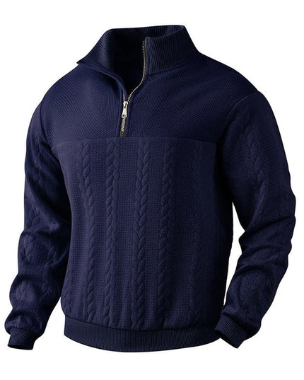 Men's Cable Knit Quarter-Zip Pullover Sweater
