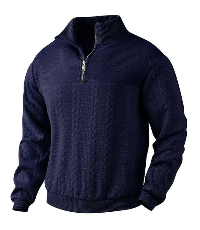 Men's Cable Knit Quarter-Zip Pullover Sweater