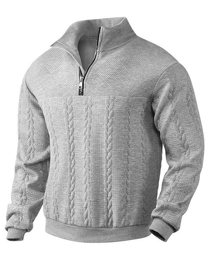 Men's Cable Knit Quarter-Zip Pullover Sweater