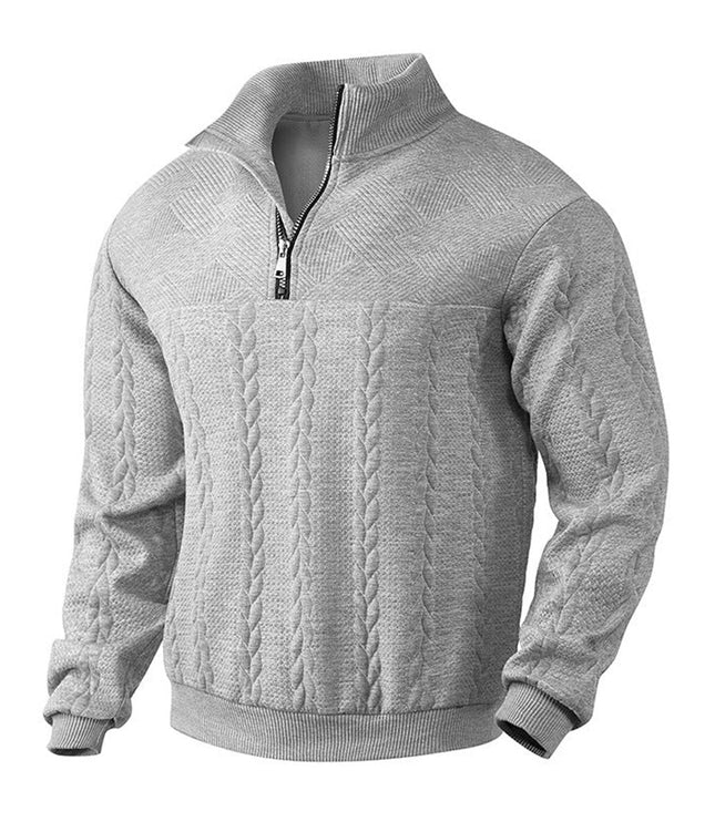 Men's Cable Knit Quarter-Zip Pullover Sweater