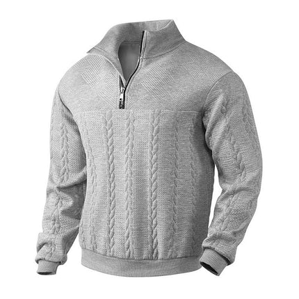 Men's Cable Knit Quarter-Zip Pullover Sweater