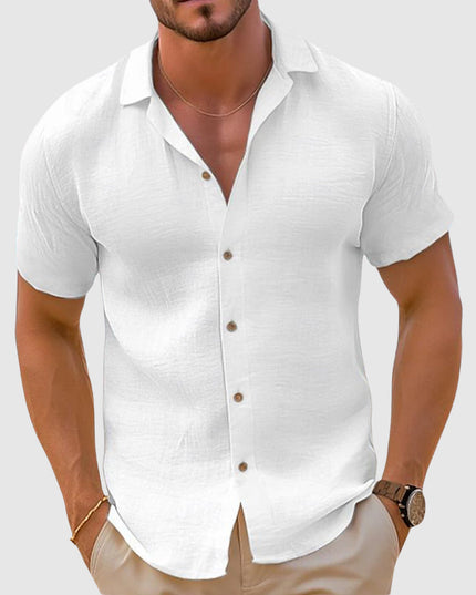 Men's Camp Collar Short Sleeve Woven Button Up Shirt
