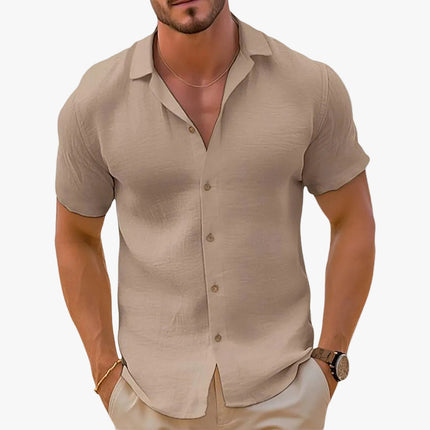 Men's Camp Collar Short Sleeve Woven Button Up Shirt