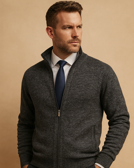 Men's Cardigan with a Full-Length Zip and Pockets