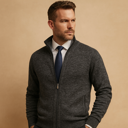 Men's Cardigan with a Full-Length Zip and Pockets