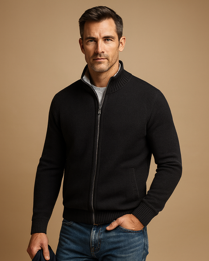 Men's Cardigan with a Full-Length Zip and Pockets