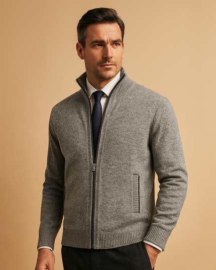 Men's Cardigan with a Full-Length Zip and Pockets