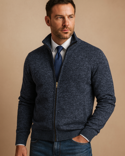 Men's Cardigan with a Full-Length Zip and Pockets