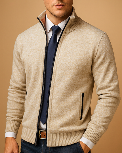 Men's Cardigan with a Full-Length Zip and Pockets