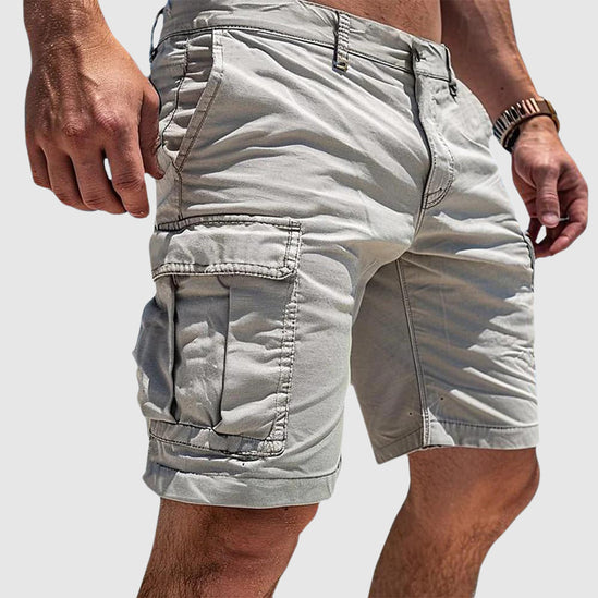 Men's Cargo Shorts in Washed Cotton with a Flap Pocket