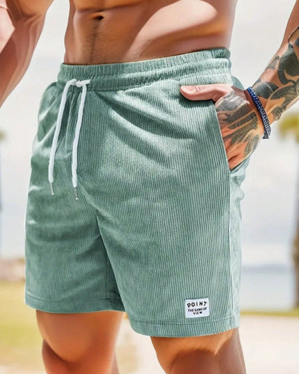Men's Casual Corduroy Shorts with an Elastic Drawstring