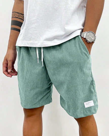 Men's Casual Corduroy Shorts with an Elastic Drawstring