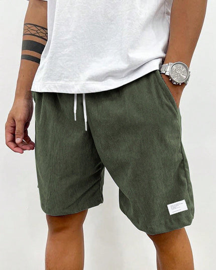 Men's Casual Corduroy Shorts with an Elastic Drawstring