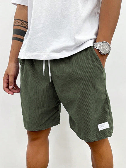 Men's Casual Corduroy Shorts with an Elastic Drawstring